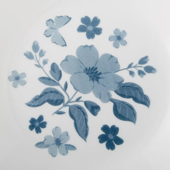 Pioneer Woman Corelle Evie Blue 4Pc Set Appetizer Plate Dessert Melamine White - Picture 5 of 8